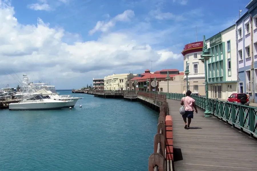 Waterfront walkway in Careenage, Bridgetown