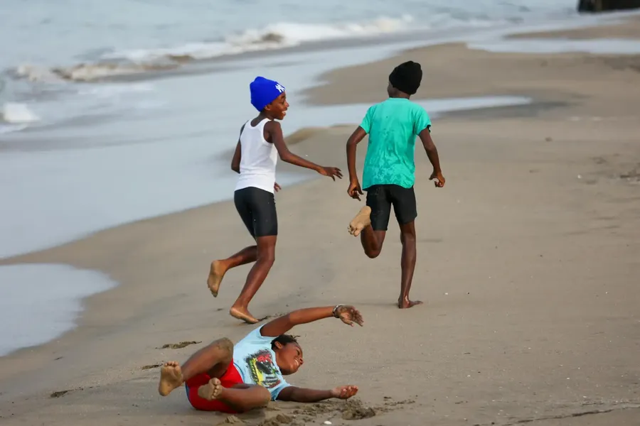 Charlestown, Children playing on the beach