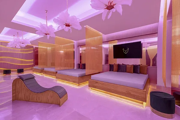 Indoor couples lounge at Desire Riviera Maya